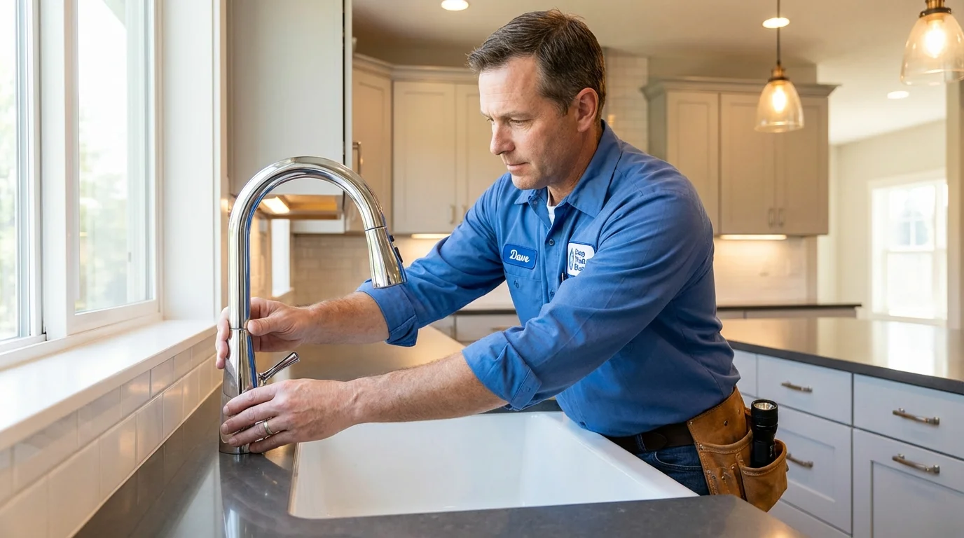 Kitchen faucet installation by Johns Plumbing LLC in Marine City