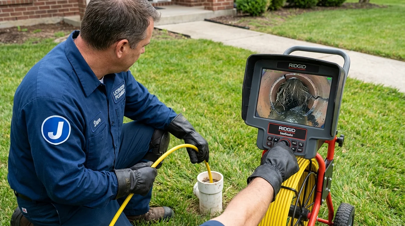 Sewer camera inspection being performed by Johns Plumbing LLC in Marine City