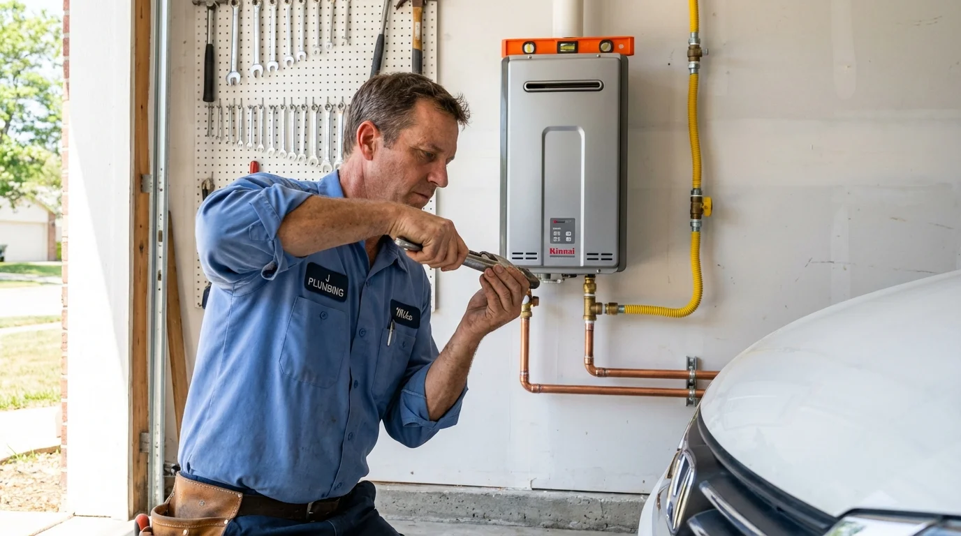 Tankless water heater installation by a Johns Plumbing LLC plumber in Marine City